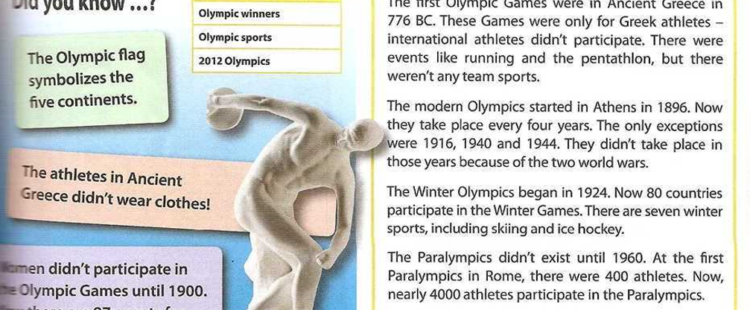 Ментальная карта "Первые Олимпийские игры" на английском языке