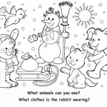 Раскраски на английском языке в картинках на тему "Зима"