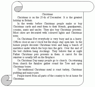 Текст для чтения о Рождестве на английском языке